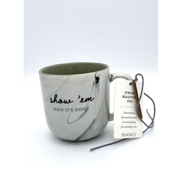 Demdaco Coffee Mug Tea NWT Marble Effect Show Em How It's Done - Picture 1 of 2